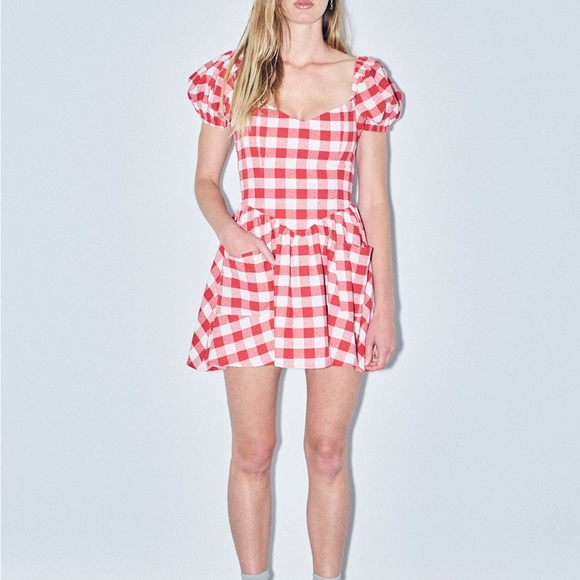 Fashion Brand Company Red Gingham Virgin Mini Dress - Picture 2 of 3